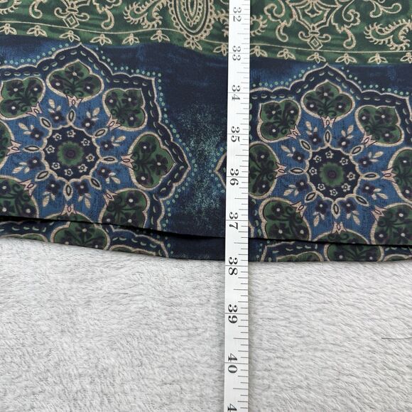 Vtg 90s Midi Skirt 16 Blue Brown Paisley Moody Grunge Boho Modest Whimsigoth Y2K - Picture 5 of 9